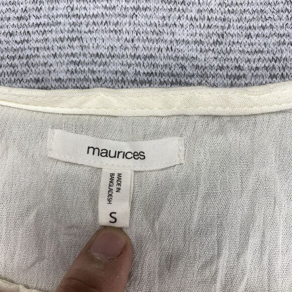 Maurices 3/4 Sleeve Peasant Top Size Small Cream Rayon Sheer Blouse MSRP: $29 - Picture 12 of 13